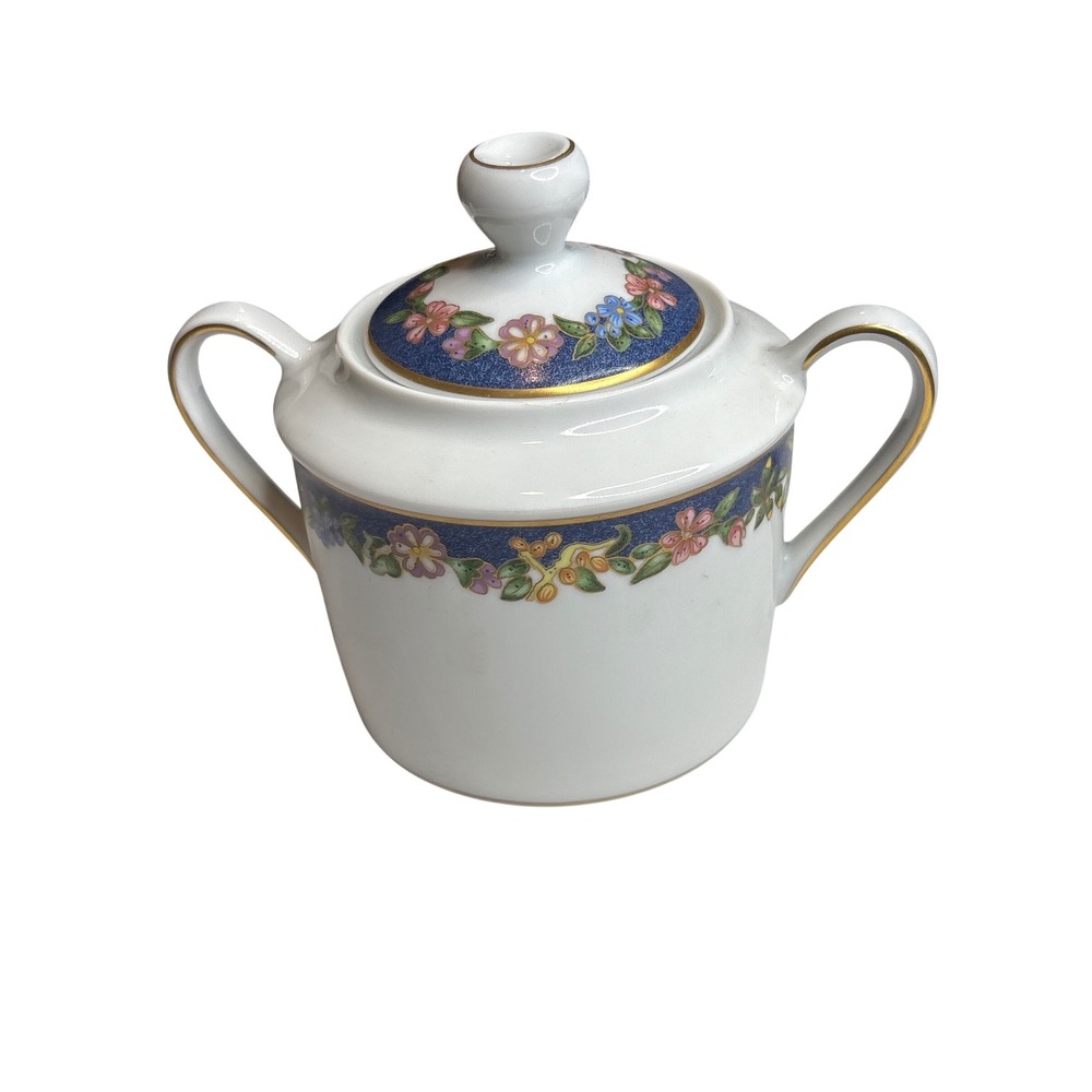 Bernardaud Limoges France‎ Fiorini Bleu Sugar Bowl Lid Porcelain Collectible